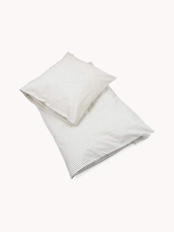 Ropa de cama infantil de algodón ecológico Stripe Bluie - Konges Slojd