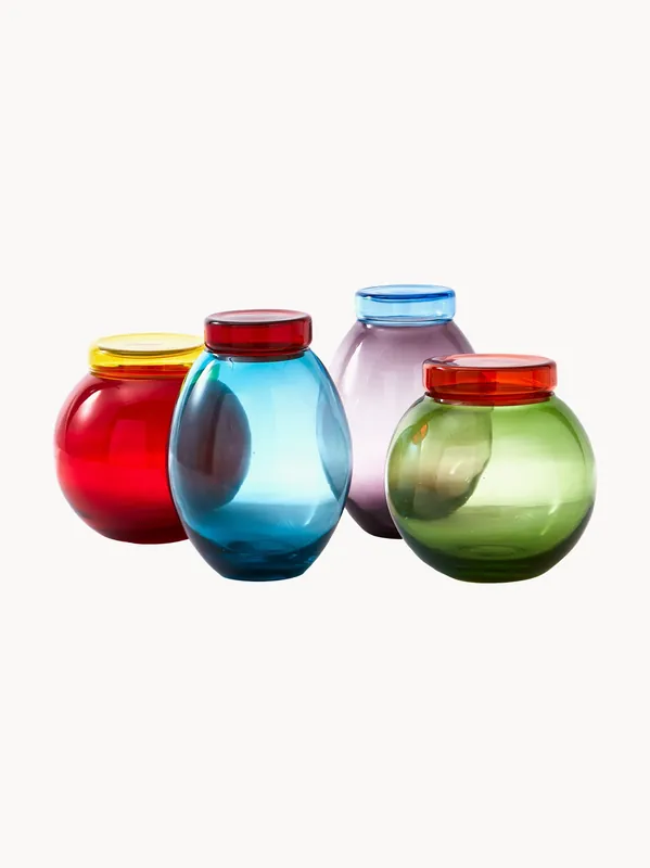 Botes con tapaderas Bloated, set de 4 - POLSPOTTEN