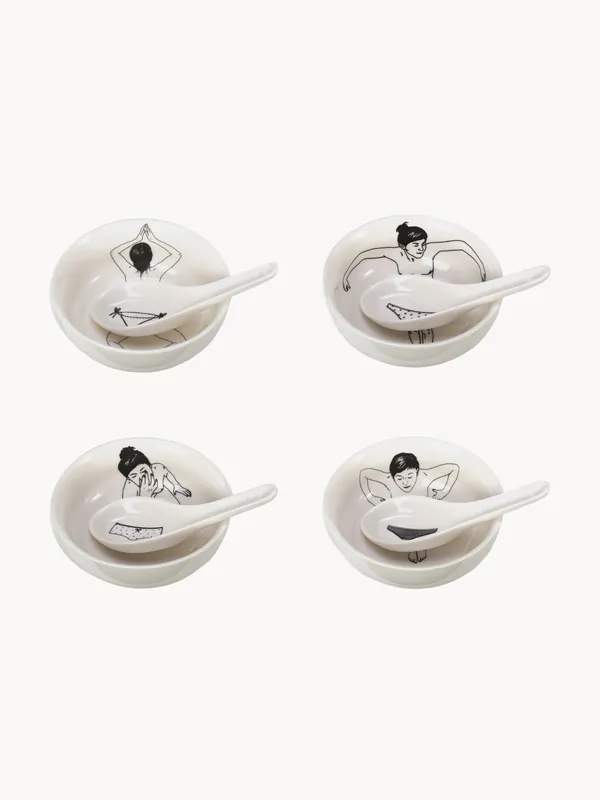 Cuencos con cucharitas Undressed, set de 4 - POLSPOTTEN