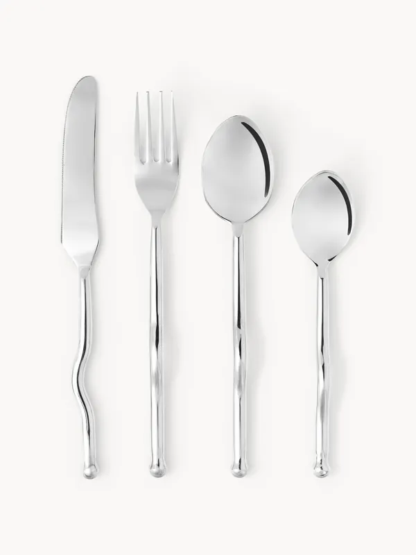 Cubertería de acero inoxidable Juno, 1 comensal, set de 4 - SOOS Atelier