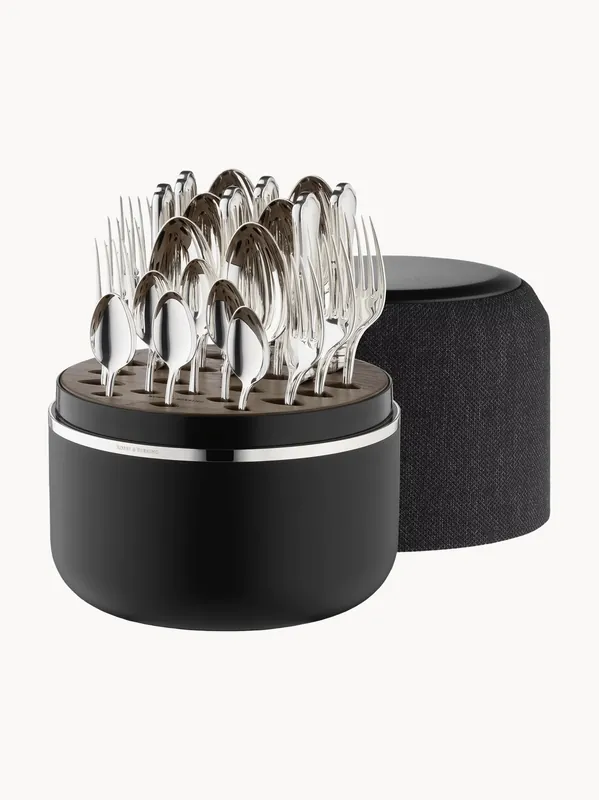 Cubiertos artesanales pulidos de alto brillo en caja Alt-Chippendale, 6 comensales, set de 24