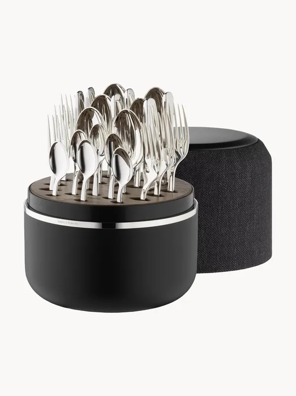 Cubiertos artesanales pulidos de alto brillo con caja Alta, 6 comensales, set de 24 - Robbe & Berking