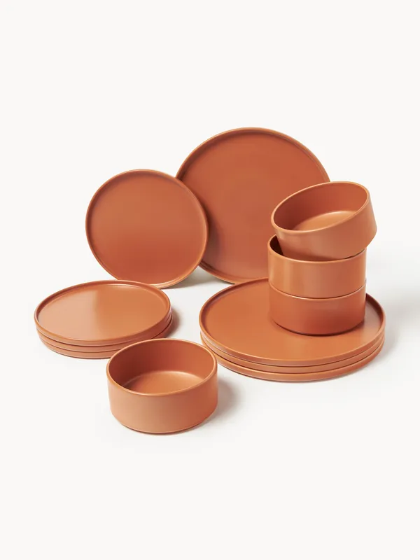 Vajilla artesanal Lowri, 4 comensales, set de 12 - Westwing Collection