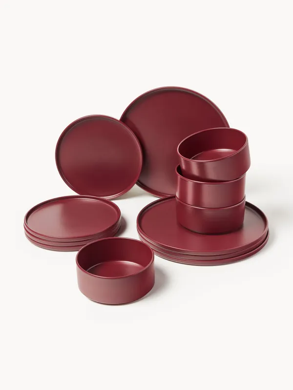 Vajilla artesanal Lowri, 4 comensales, set de 12 - Westwing Collection