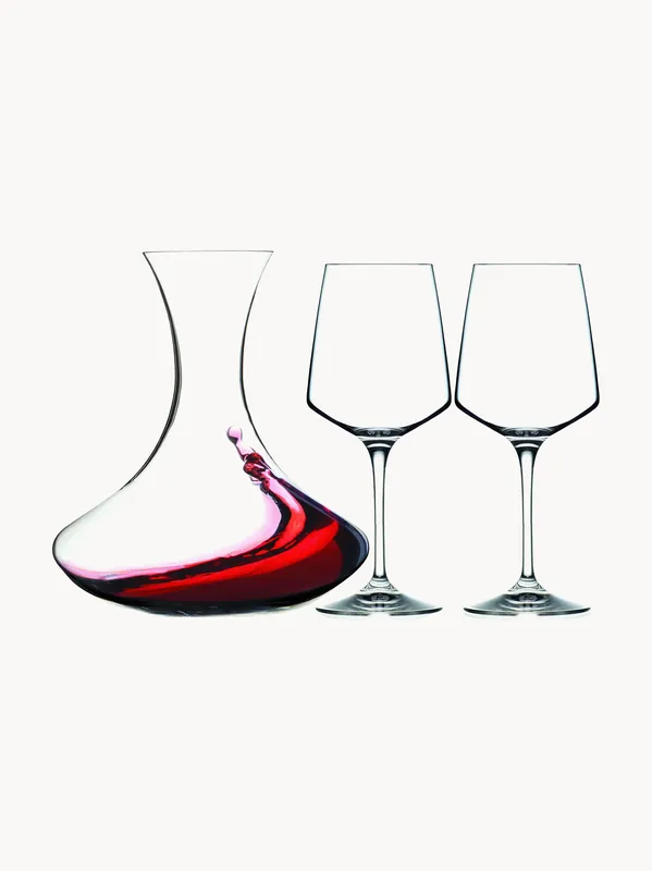Jarra de cristal con copas de vino Aria, set de 3 - RCR