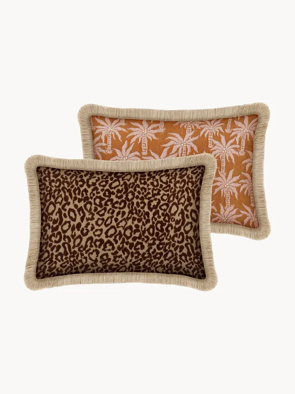 Cojín reversible para exterior artesanal Maya & Raffia - Palais