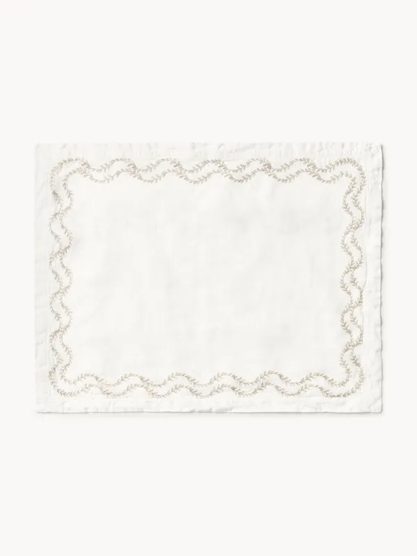 Manteles individuales de lino lavado bordados a mano Ivy, set de 2 - Westwing Collection