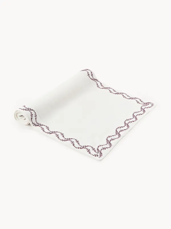 Camino de mesa de lino lavado con bordado artesanal Ivy - Westwing Collection