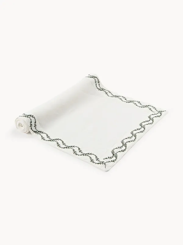 Camino de mesa de lino lavado con bordado artesanal Ivy - Westwing Collection