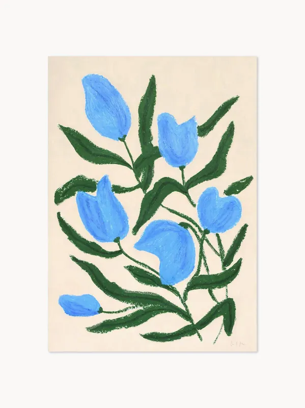 Lámina digital enmarcada Blue Tulips - POSTER & FRAME