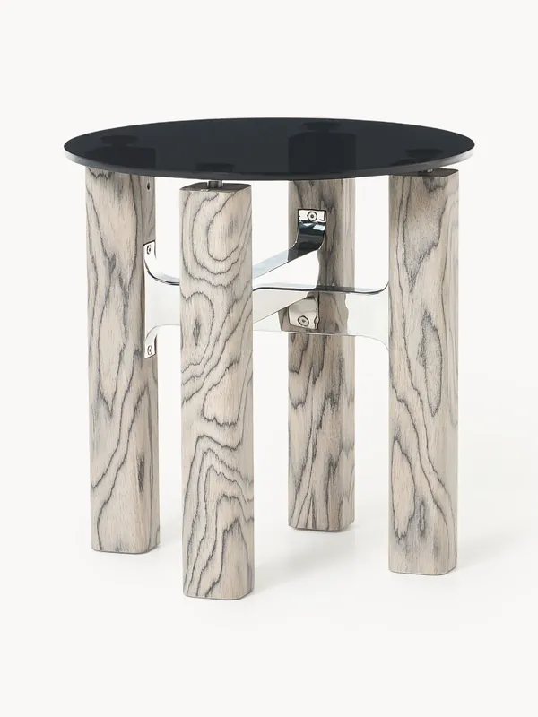 Mesa auxiliar con tablero de cristal Sam - Westwing Collection