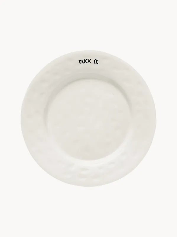 Plato de desayuno pintado a mano Fuck It - Anna + Nina