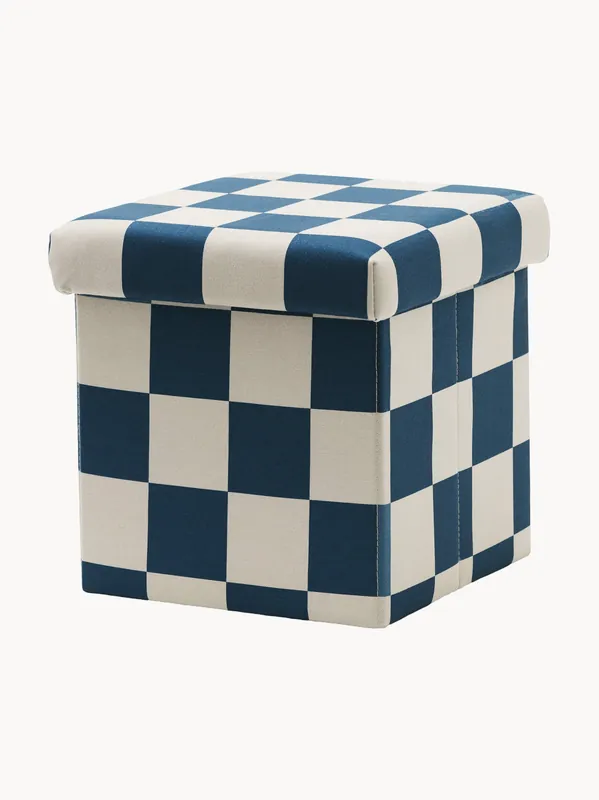 Puf infantil con espacio de almacenaje Check Teal - Kid's Concept