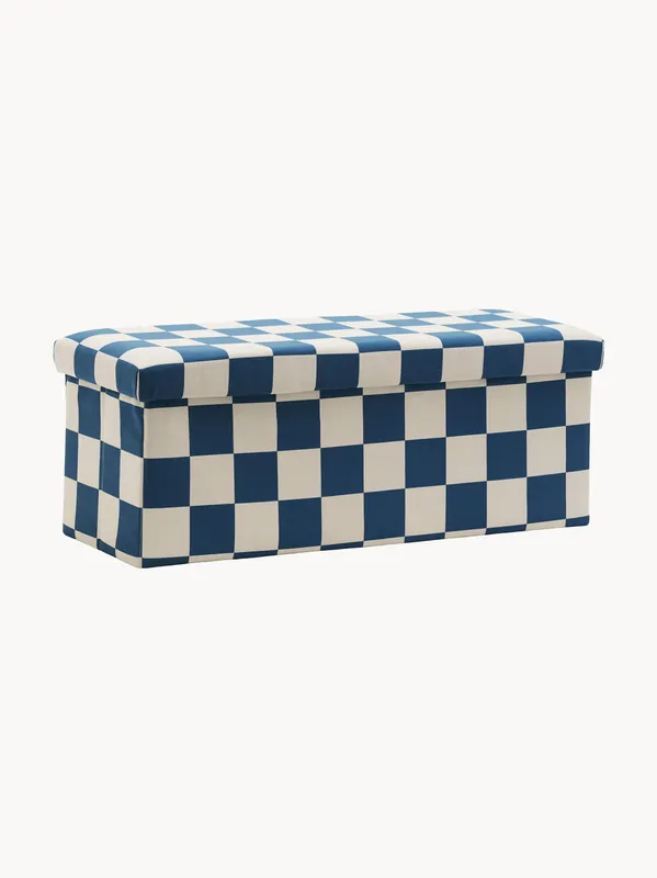 Puf infantil con espacio de almacenaje Check Teal - Kid's Concept