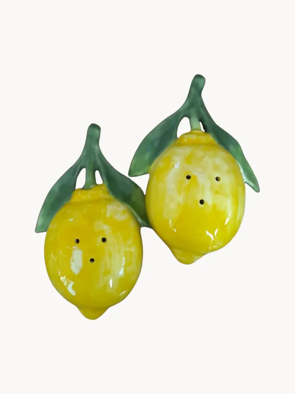 Molinillos de sal y pimienta pintados a mano Lemon, set de 2 - Les Ottomans