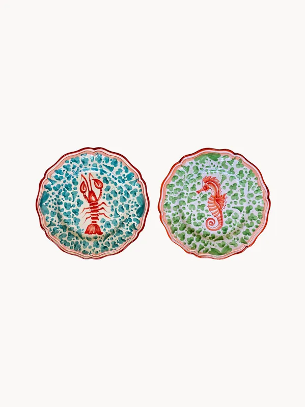 Vajilla de cerámica pintada a mano Menagerie, 1 comensal, set de 2 - Les Ottomans