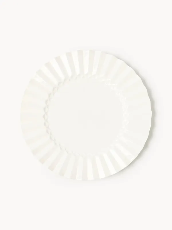 Platos llanos de porcelana con relieve Antonin, set de 4 - Westwing Collection