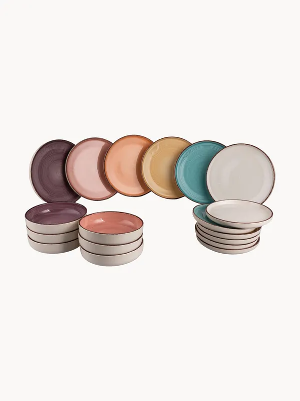 Vajilla pintada a mano Baita Modern, 6 comensales, set de 18 - Villa D'Este Home Tivoli