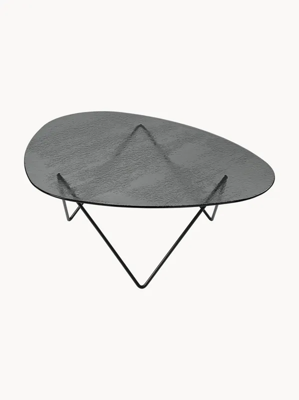Mesa de centro oval artesanal con tablero de vidrio Pedrera - GUBI