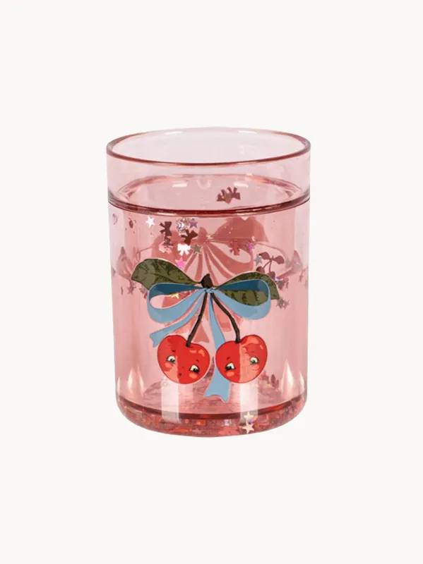 Vasos infantiles con purpurina Cherry Bow, set de 2 - Konges Slojd