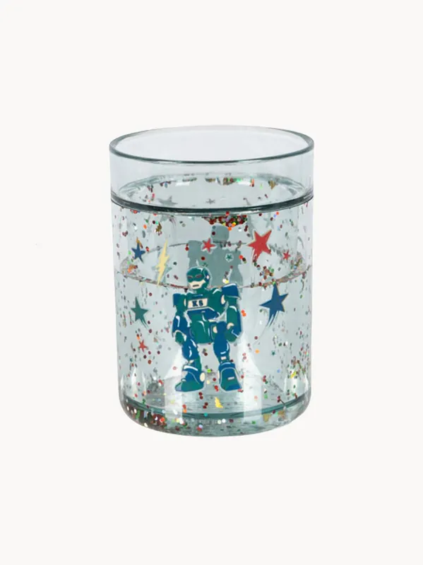 Vasos infantiles con purpurina Hero Robot, set de 2 - Konges Slojd