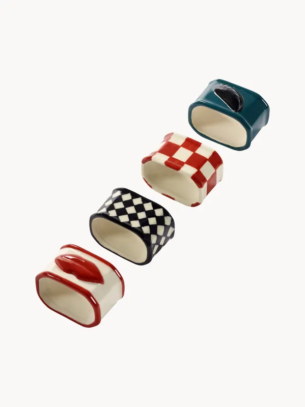 Servilleteros de gres con acabado artesanal Les Objets Mouleversants, set de 4 - SERAX
