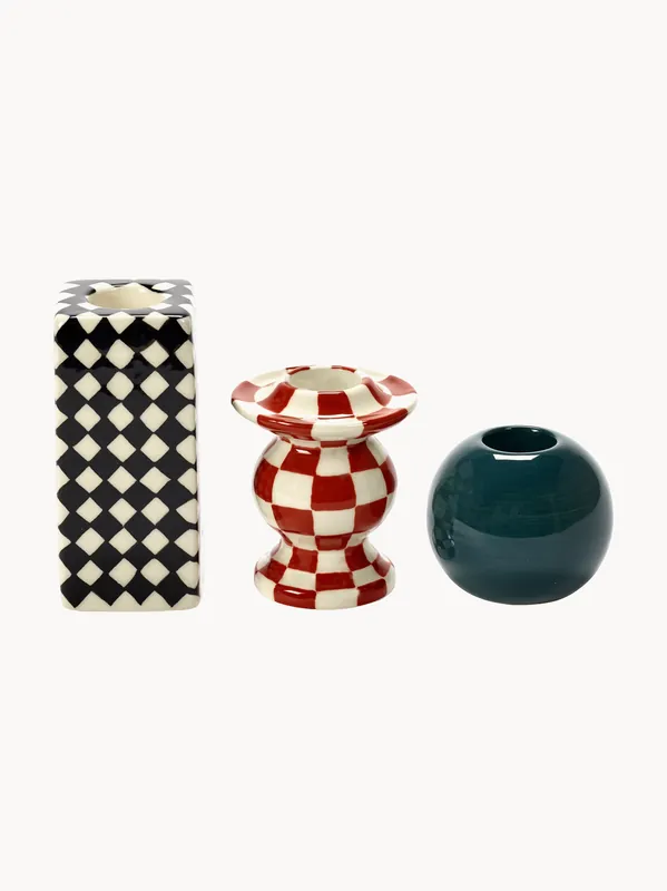 Candelabros de gres con acabado artesanal Les Objets Mouleversants, set de 3 - SERAX