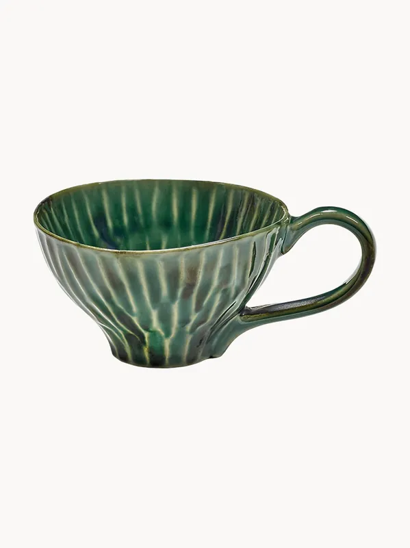 Tazas con acabado artesanal Verde Lanza, set de 2 - SERAX