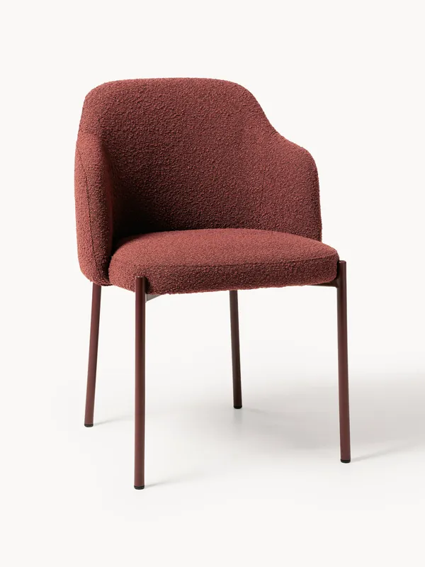 Silla de comedor tapizada en bouclé con reposabrazos Felicia - Westwing Collection