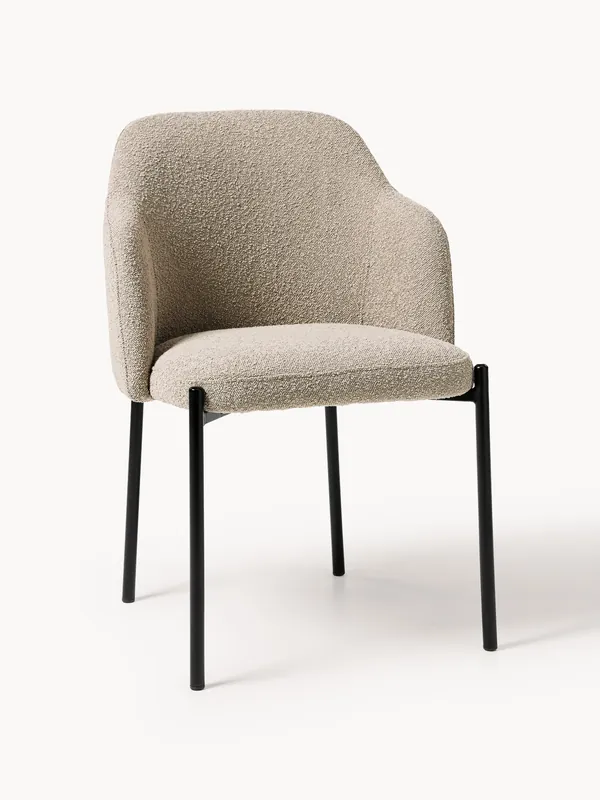 Silla de comedor tapizada en bouclé con reposabrazos Felicia - Westwing Collection