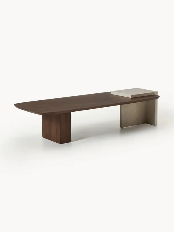 Mesa de centro de madera de roble y mármol Naida - Westwing Collection