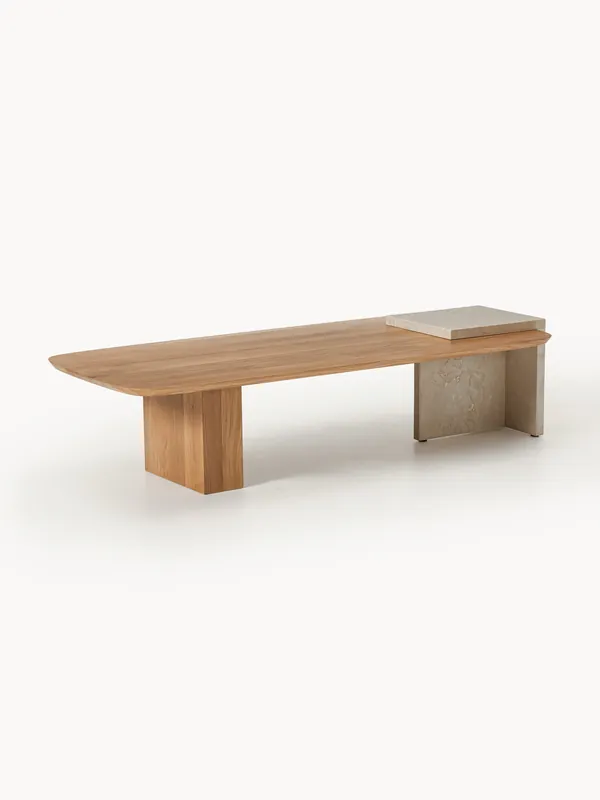 Mesa de centro de madera de roble y mármol Naida - Westwing Collection