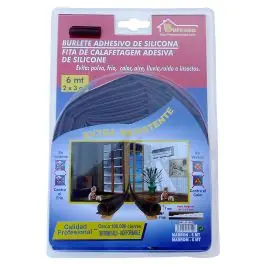 Burlete puerta/ventana adhesivo silicona 6 m marron burcasa