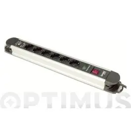 Base multiple aluminio con interruptor 1,5m 6 tomas + 2 usb famatel