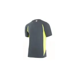 Camiseta tecnica poliester gris / amarillo fluor talla xl velilla