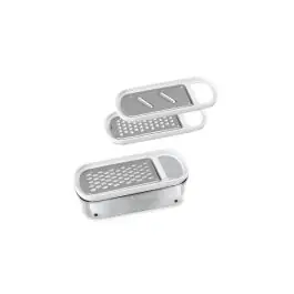 Rallador cocina manual 3 usos recipiente inox 3pz metaltex