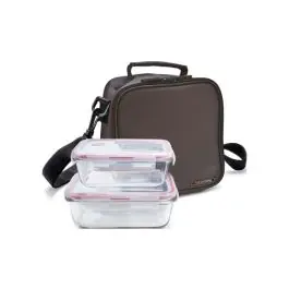 Bolsa porta alimentos basic gris +contenedores vidrio iris