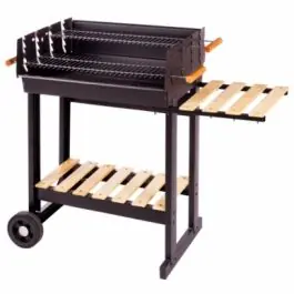 Barbacoa carb 88x68x40cm 2 parrillas c/rda acero madera ldk ldk garden