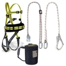 Arnes steeltec-1 + cuerda regulable + cuerda 1,5 m + mosquetones dorsal/frontal/cinturon steelpro safety