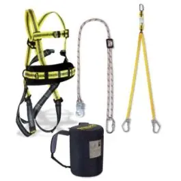 Arnes steeltec-1 + cuerda regulable + cinta en y con absorbedor + mosquetones dorsal/frontal/cinturon steelpro safety