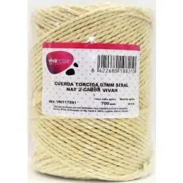 Cuerda torcida 03mm sisal nat 2 cabos vivahogar 700 gr hyc