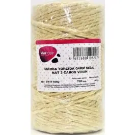 Cuerda torcida 04mm sisal nat 3 cabos vivahogar 700 gr hyc