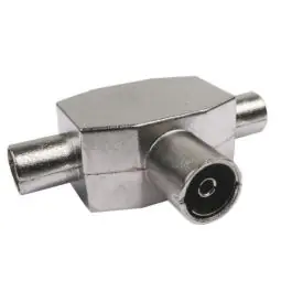 Distribuidor antena coaxial 1 hembra 2 machos blindado tri m axil