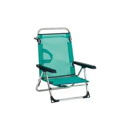 Silla playa multiposicion con asa pata trasera plegable aluminio fibreline azul alco