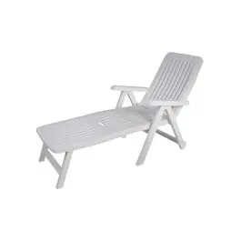 Tumbona resina plegable con ruedas blanco garden life