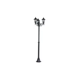 Farola negra 2,17 m 3 cabezas ip44 e27 60w luxform