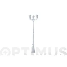 Farola blanca 2,17 m 3 cabezas ip44 e27 60w luxform
