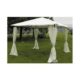 Pergola metalica 3x3x2,6 m con cortinas crudo import - Natuur