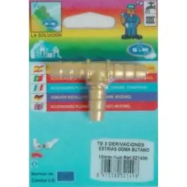 Conector goma butano en t 10mm estria goma lat s&m