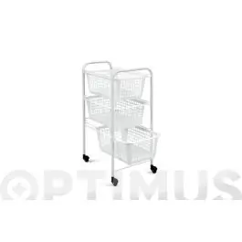 Carro multiuso 3 cestos san diego blanco metaltex